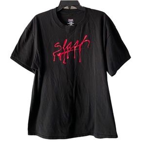 Hanes Beefy-T Slash red & black drip shirt